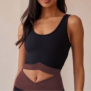 NWOT Strut This Maddox Crop Bra Black/Brown Size Small